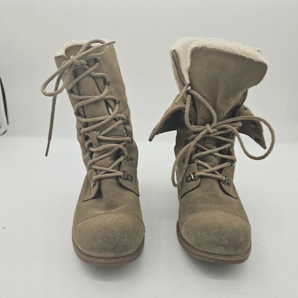 Ugg Gradin Womens Tan Suede Leather Lace Up Round Toe Stacked Heel Boots Size 8 - Picture 10 of 12